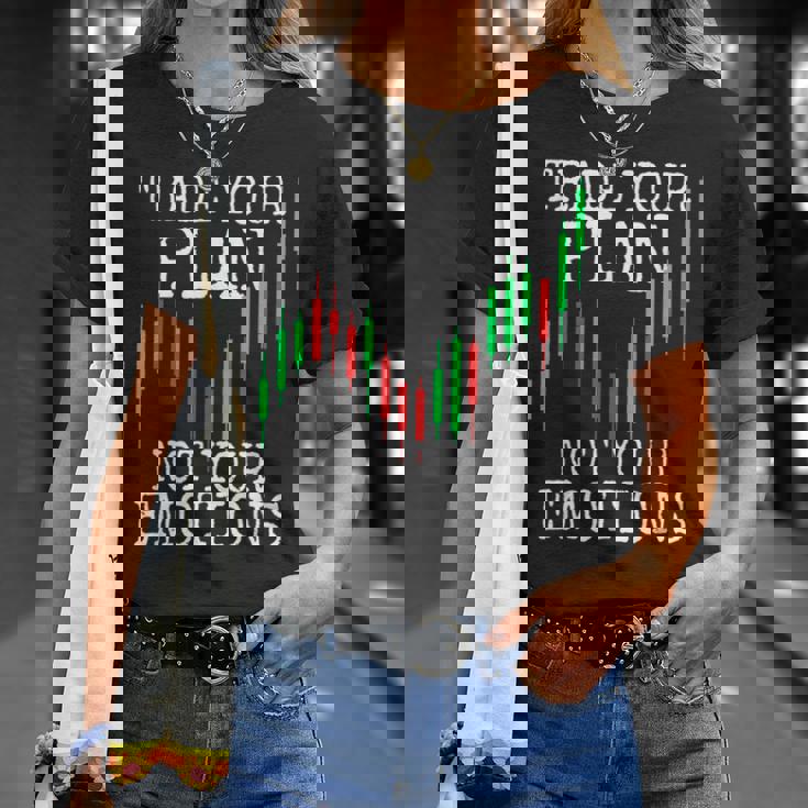 Trade Your Plan Not Your Emotions トレーディング投資家トレーダー株式証券取引所 Tシャツ 彼女への贈り物