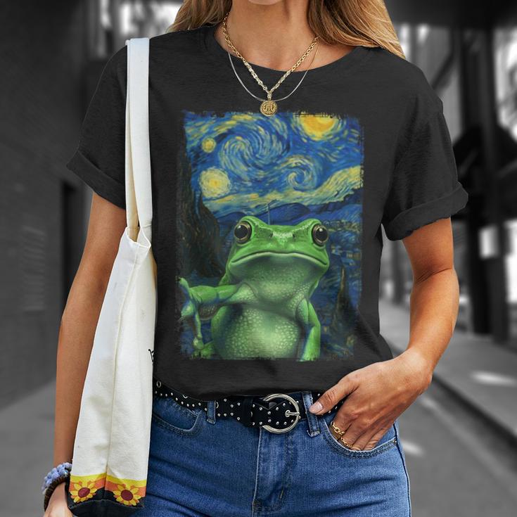 Van Gogh Nuit Étoiléeelfie Grenouille T-Shirt Cadeaux pour elle