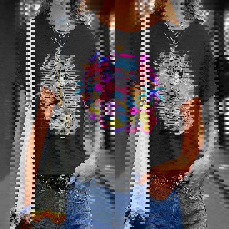 Vaporwave 猫 ピックルボール プレーヤー 80年代 レトロ 美学 Tシャツ 彼女への贈り物