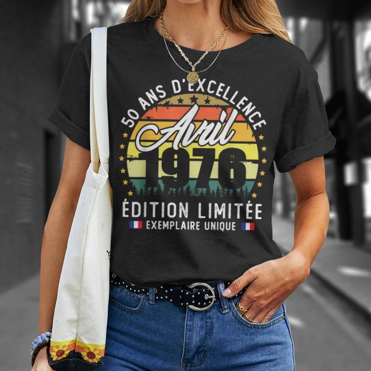 Vintage Avril 1976 Cadeau D'anniversaire 50 Ans Homme T-Shirt Cadeaux pour elle