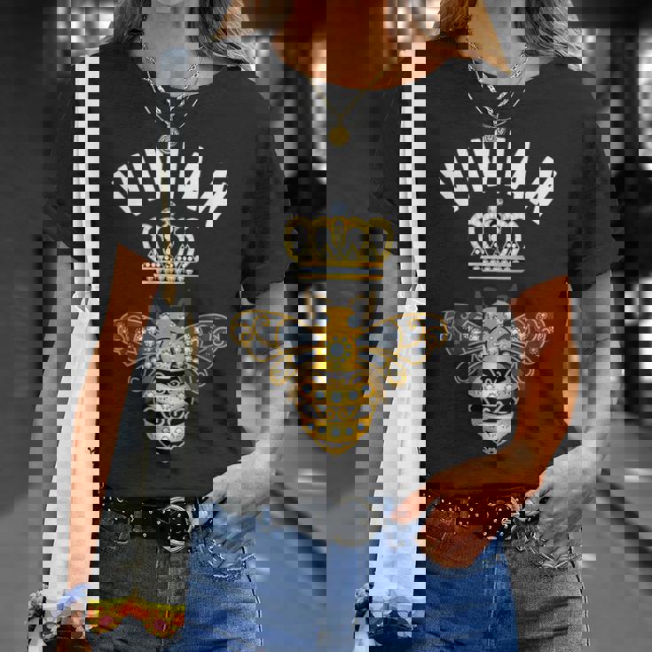 Vivian 名前ivian 誕生日 ギフト 女王 王冠 蜂 ヴィヴィアン Tシャツ 彼女への贈り物
