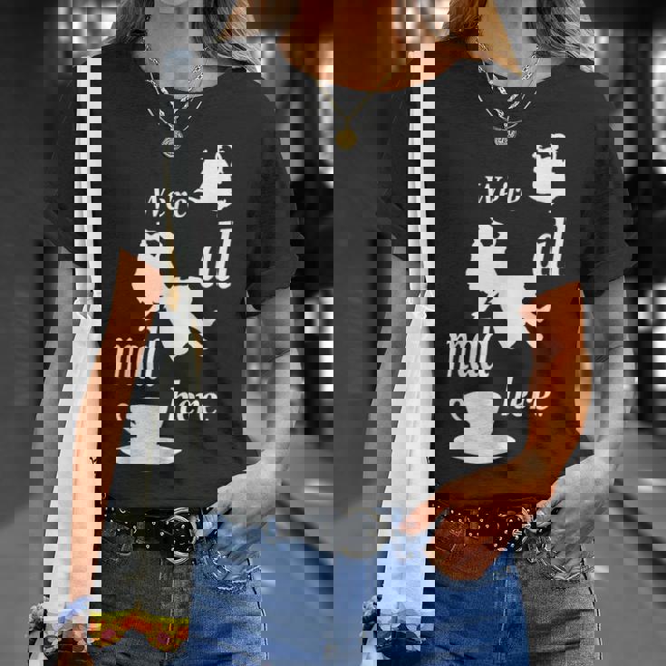 We're All Mad Here 不思議の国のアリスtシャツデザイン Tシャツ 彼女への贈り物