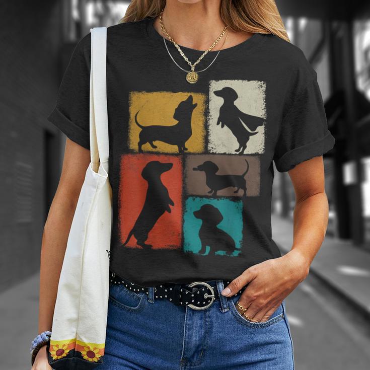 Weenie Vintage Collage Dachshund Dad Mom God Lover T-Shirt Gifts for Her
