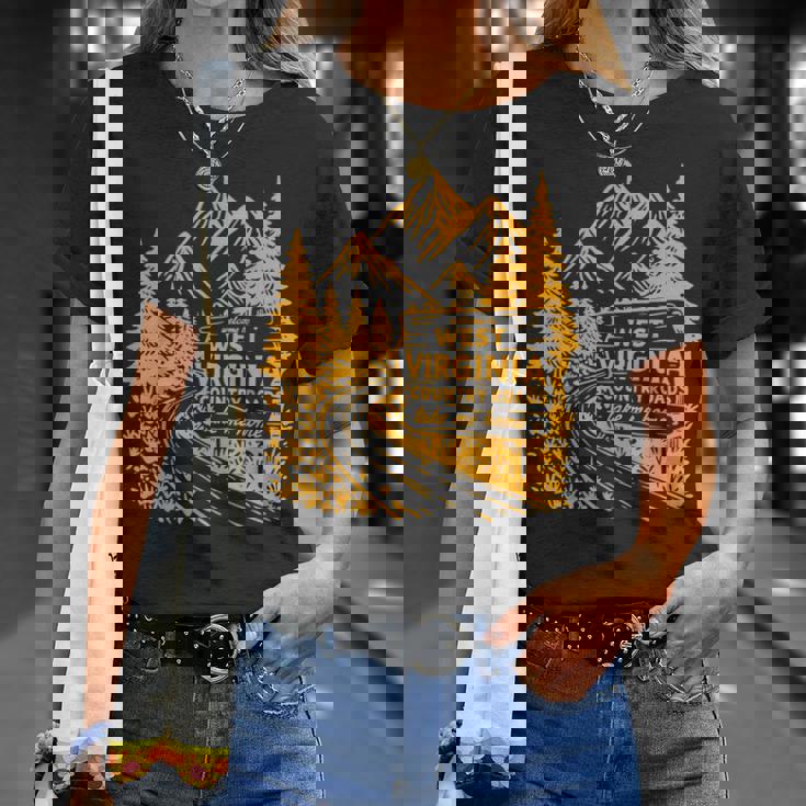 Wv ミニマリストヴィンテージウェストバージニア州生まれ育ち地元をご覧ください Tシャツ 彼女への贈り物