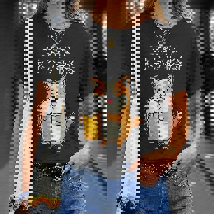 【こまめな水分補給】コーギー犬 ビール 酒熱中症対策 お酒 ビール 夏 暑さ おもしろ 面白い Tシャツ 彼女への贈り物