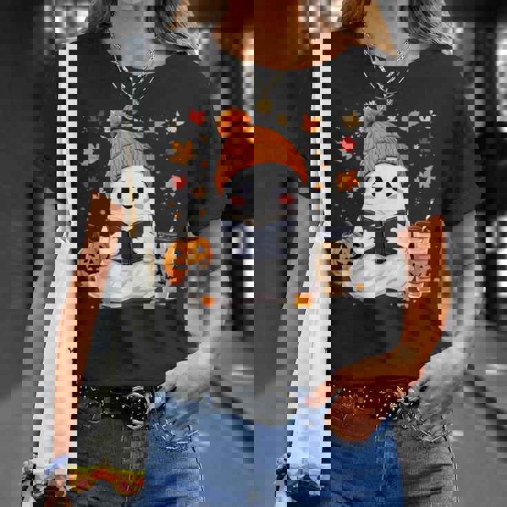 おばけ読書本 紅葉 ハロウィン ゴーストコーヒー Tシャツ 彼女への贈り物