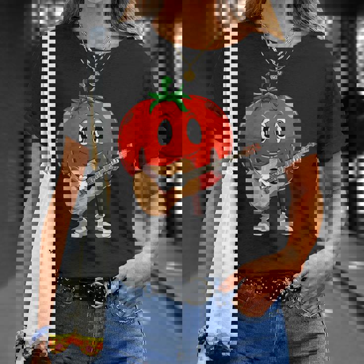 おもしろギタリスト トマト 演奏 ギター ミュージシャン トマト ギター Tシャツ 彼女への贈り物