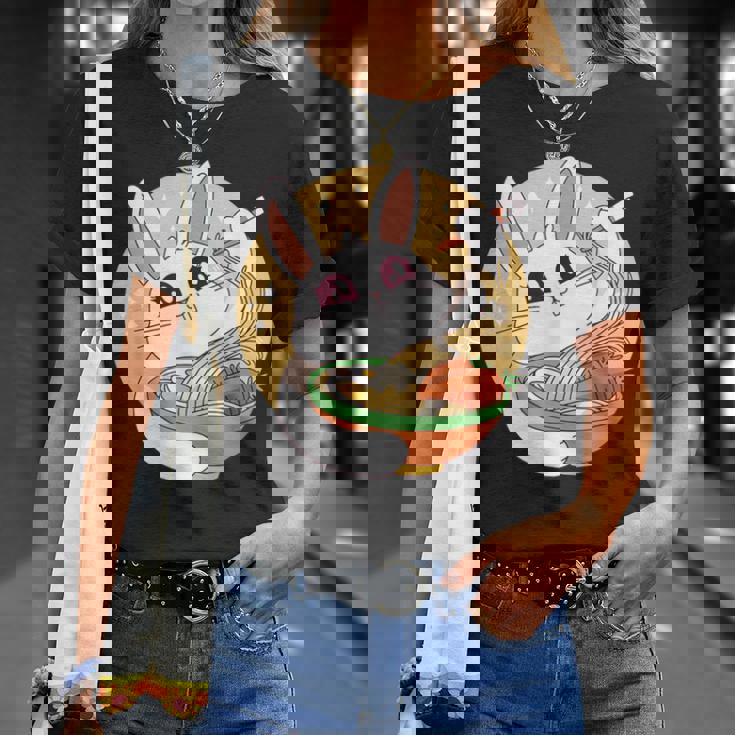 かわいい ウサギ 食べる ラーメン 漫画 カワイイ 食べ物 好き Tシャツ 彼女への贈り物