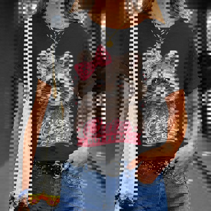 かわいいけど野生的な面白いアライグマの弓ミームかわいい動物のユーモア 長袖tシャツ Tシャツ 彼女への贈り物