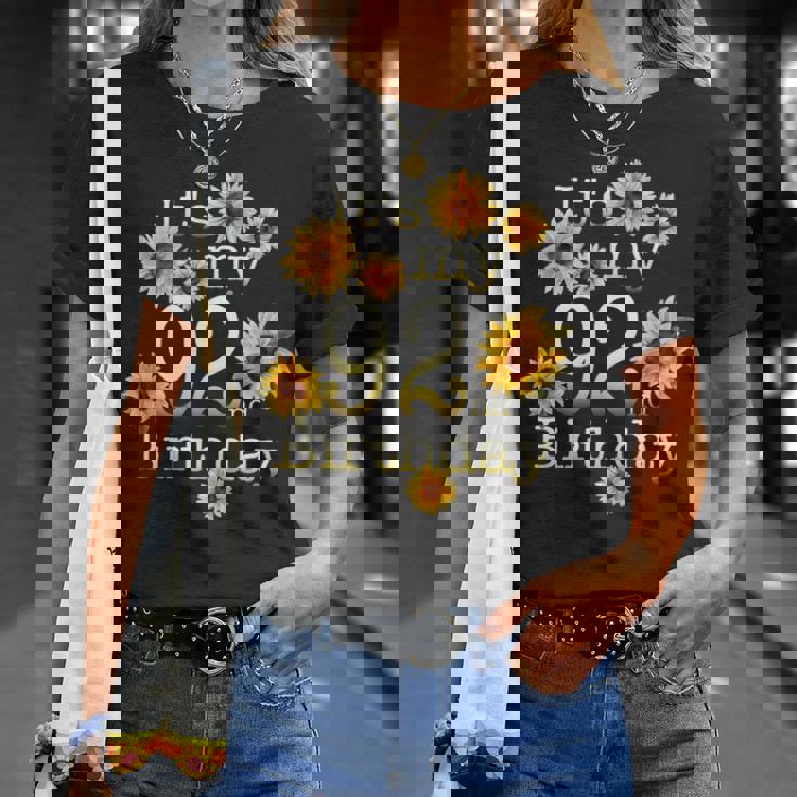 かわいいひまわり 92歳の誕生日 92歳の誕生日 長袖tシャツ Tシャツ 彼女への贈り物