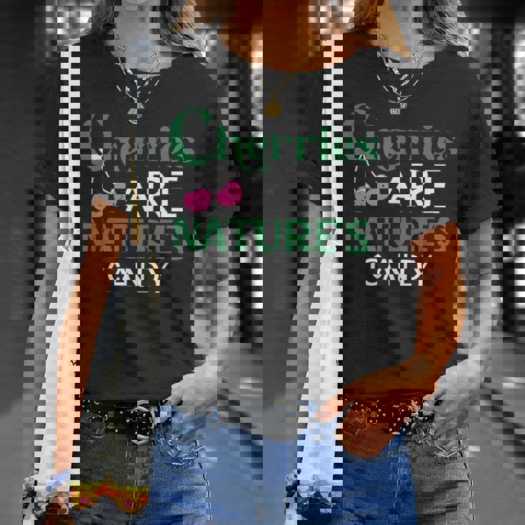 さくらんぼは自然のキャンディー、食べて健康によい名言 Tシャツ 彼女への贈り物