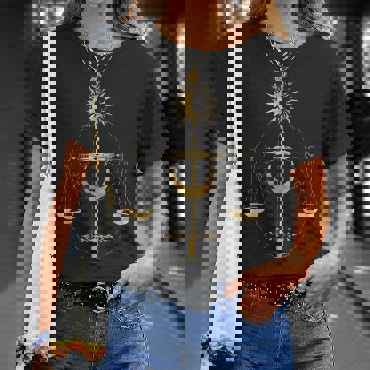 てんびん座 星座 タロット 正義 月 ホロスコープ Tシャツ 彼女への贈り物