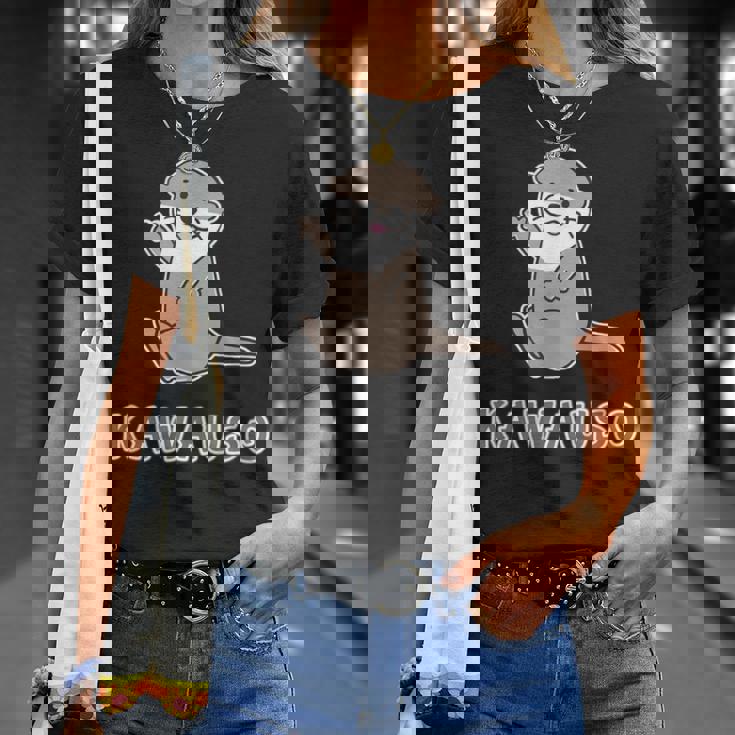 ゆるカワウソさん まるくん『はろー』 コツメカワウソ かわいい キャラクター イラスト Tシャツ 彼女への贈り物