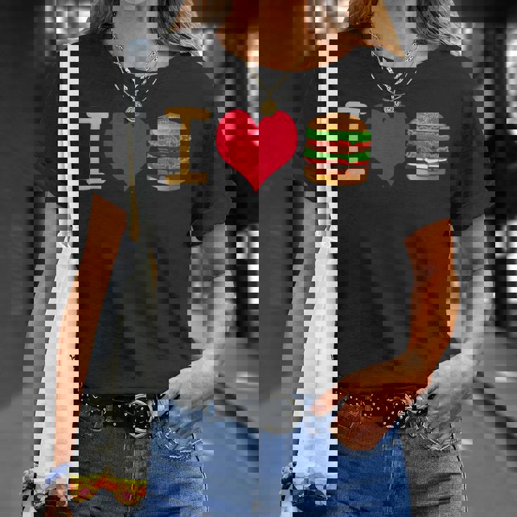 アイ・ラブ・デラックス・ハンバーガー Tシャツ 彼女への贈り物