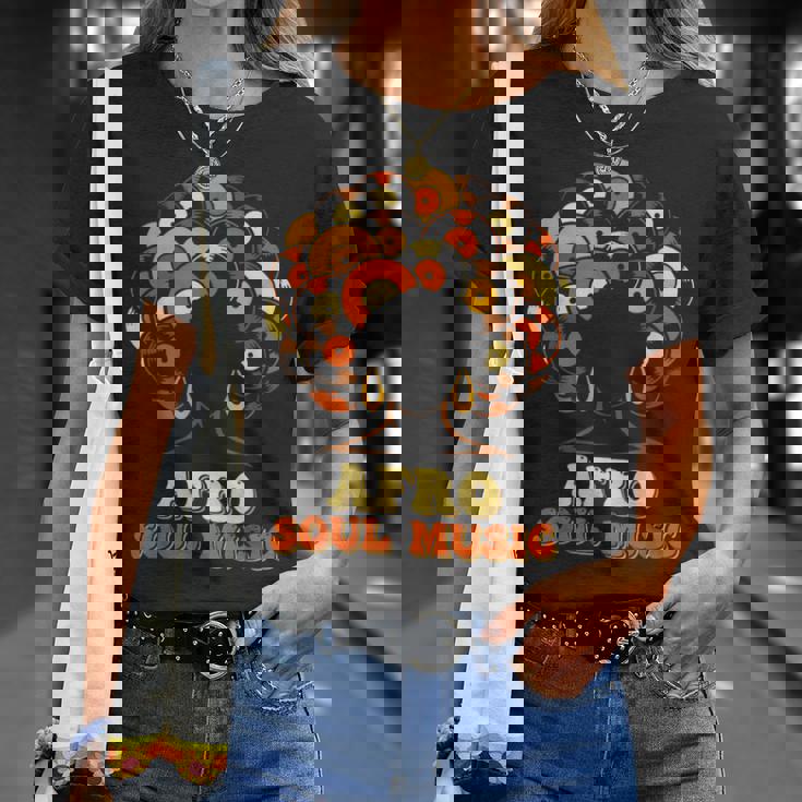 アフロソウルミュージック ビニール レトロ 70年代 80年代 ファンク ディスコダンス Tシャツ 彼女への贈り物