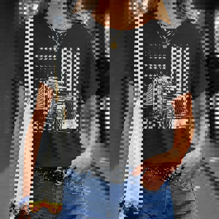 アメリカントラック フラッグusaアメリカトラッカー Tシャツ 彼女への贈り物