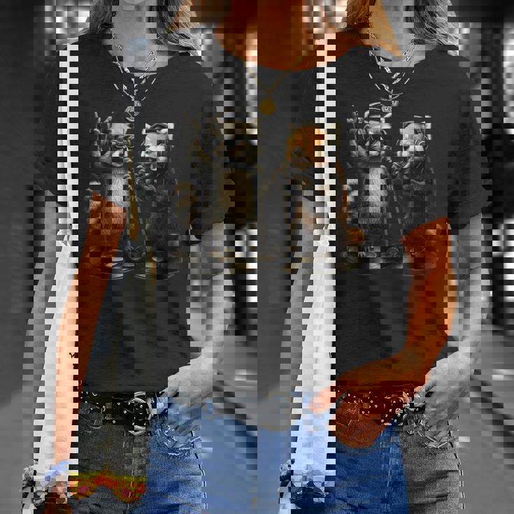 アライグマ レッサーパンダ バンド 音楽 バイブ レトロ 動物 ロック Tシャツ 彼女への贈り物