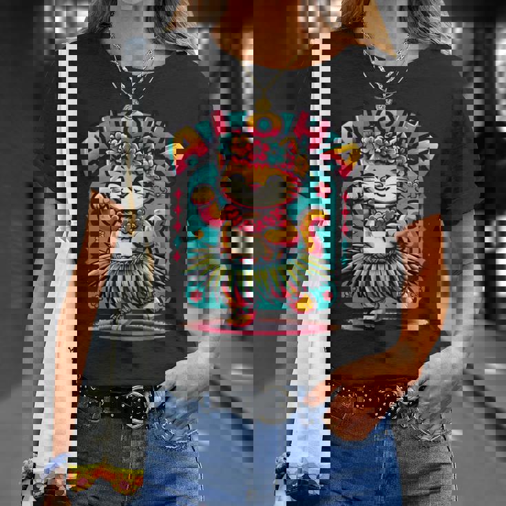 アロハ ハワイ ハワイアン フラダンス キャット シャツ 猫好き フラ 長袖tシャツ Tシャツ 彼女への贈り物