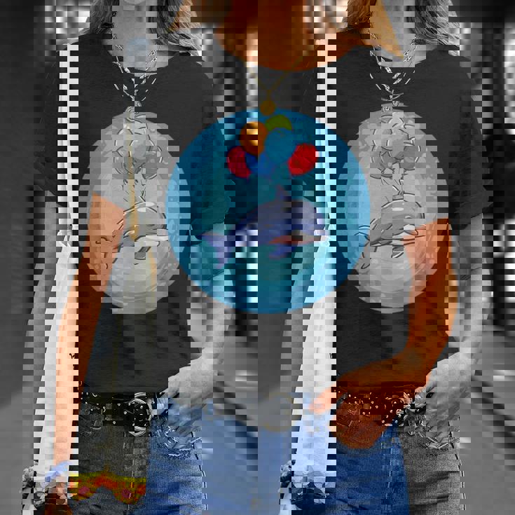 イルカと風船のコスチュームで一日を明るくしましょう。 Tシャツ 彼女への贈り物