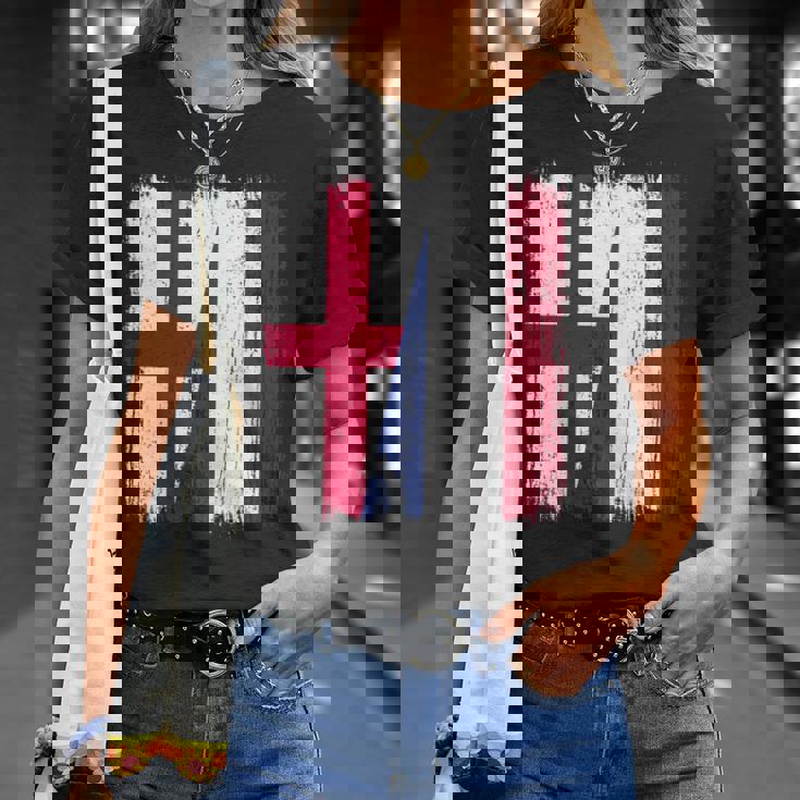 イングランド オランダ ハーフフラッグ イングリッシュ オランダ遺産 長袖tシャツ Tシャツ 彼女への贈り物