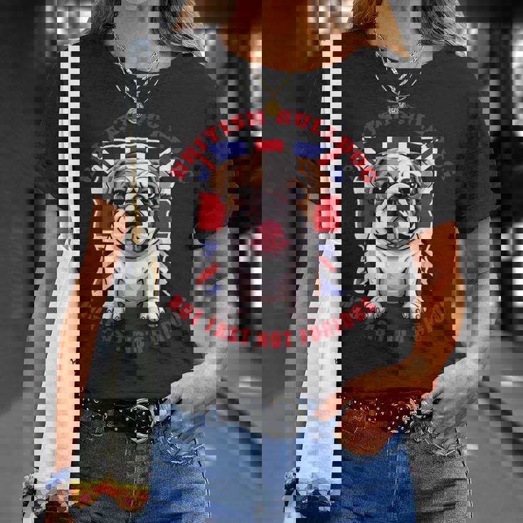 イングリッシュブリティッシュブルドッグ ユニオンジャックフラッグ ドッグオーナー Tシャツ 彼女への贈り物