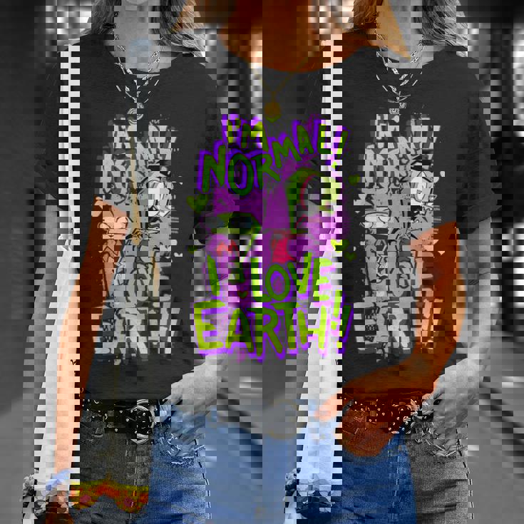 インベーダージムアイムノーマルアイラブアースデイ Tシャツ 彼女への贈り物