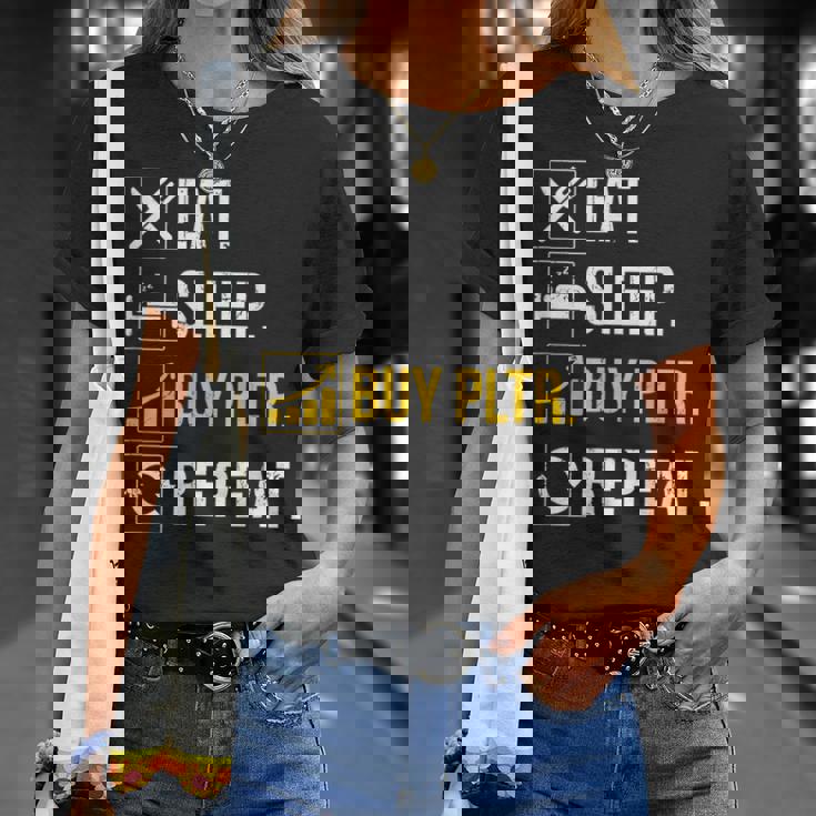 イートスリープインベストベスト Pltr購入パランティア投資。 Tシャツ 彼女への贈り物