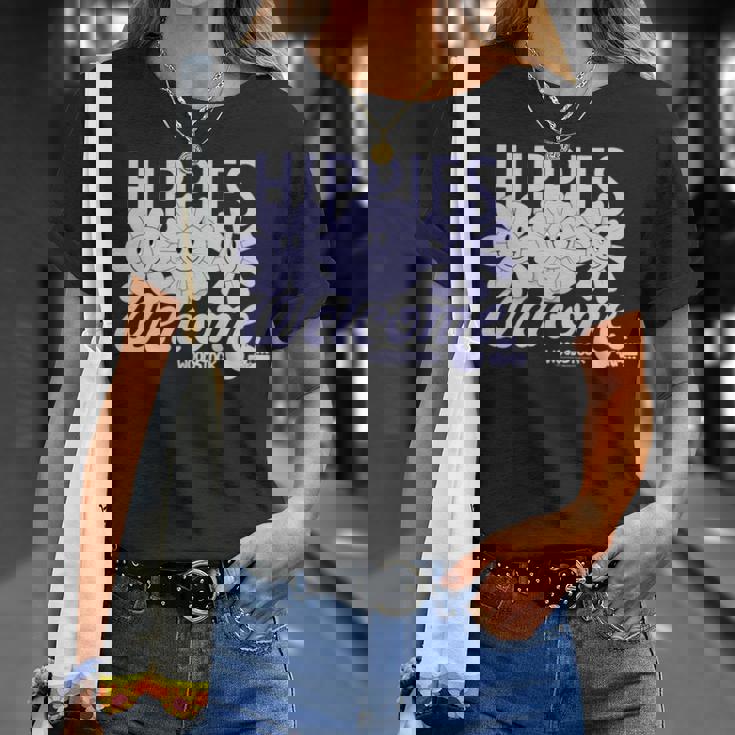 ウッドストック・ヒッピーズ・ウェルカム・スマイリング・フラワーズ 長袖tシャツ Tシャツ 彼女への贈り物