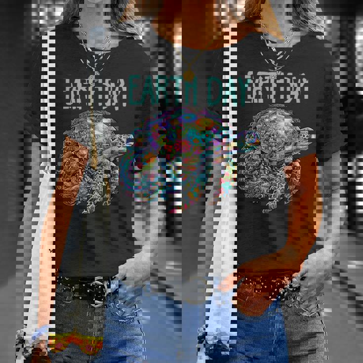 ウミガメ 地球 日 救う かわいい 惑星 学生 先生 Tシャツ 彼女への贈り物