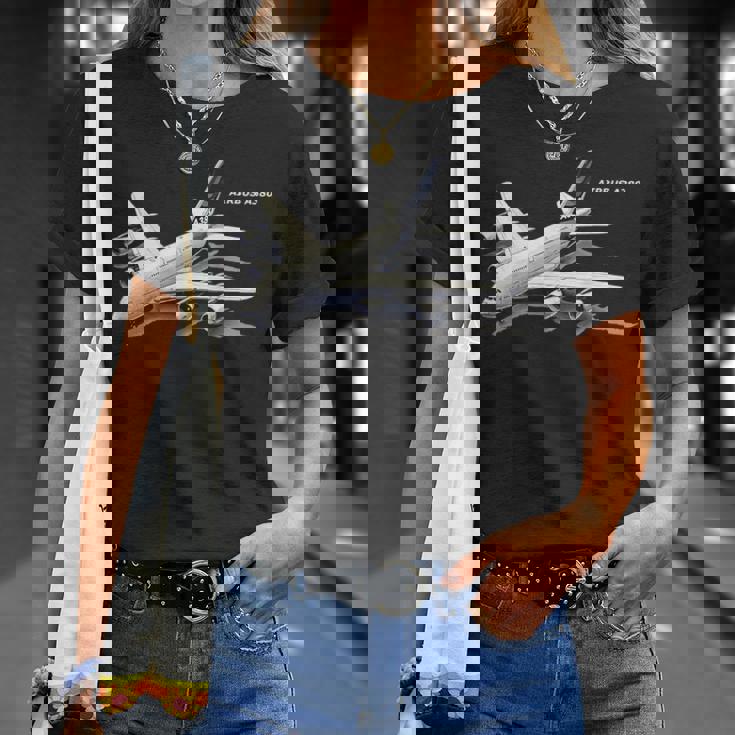 エアバスa380ターボジェット飛行機旅客機航空パイロットギフト Tシャツ 彼女への贈り物