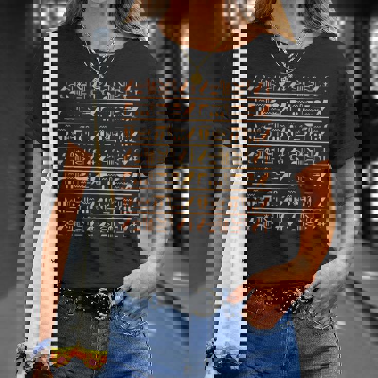 エジプトパターン ホルスの目 ヒエログリフ ファラオ アヌビス アンク Tシャツ 彼女への贈り物