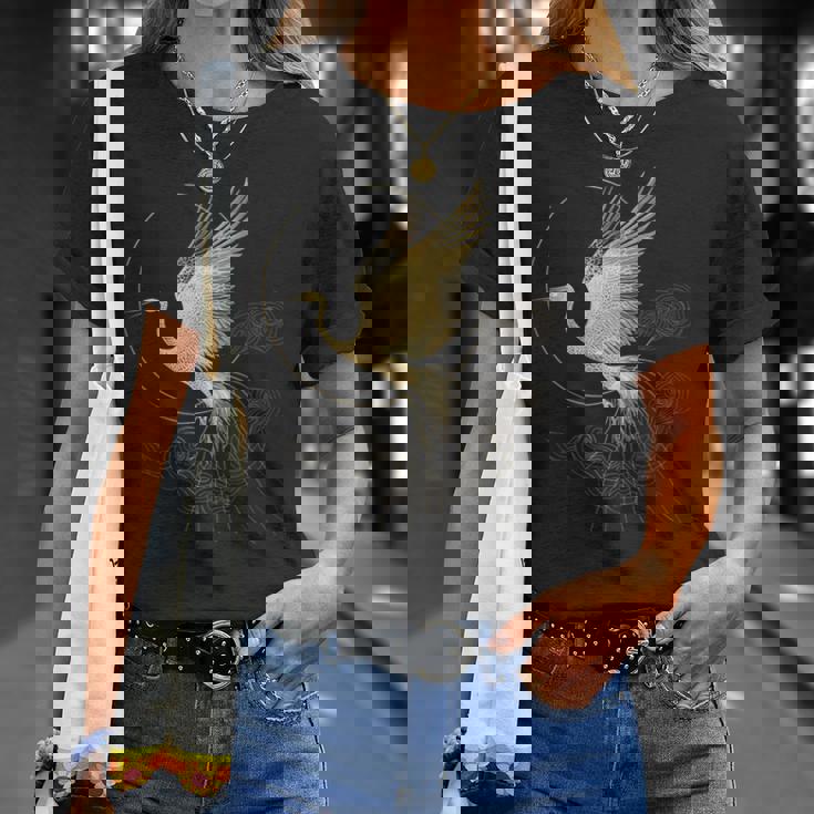 エレガントな鶴 アールデコ デザイン 優雅な鳥 Tシャツ 彼女への贈り物