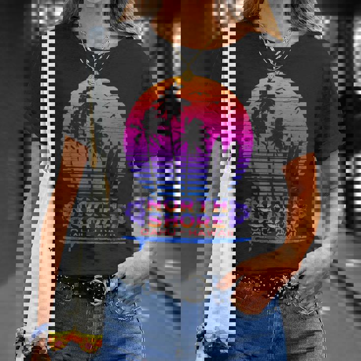 オアフ島ノースショア ハワイお土産サーフィンスタイル Tシャツ 彼女への贈り物