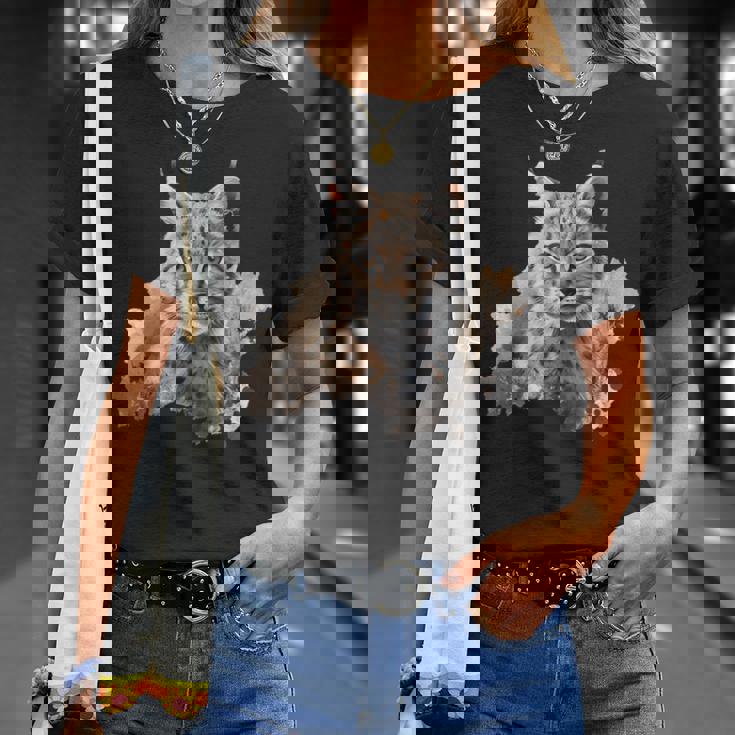 オイル スケッチ ワイルドライフ ボブキャット オレンジ ボブキャット Tシャツ 彼女への贈り物