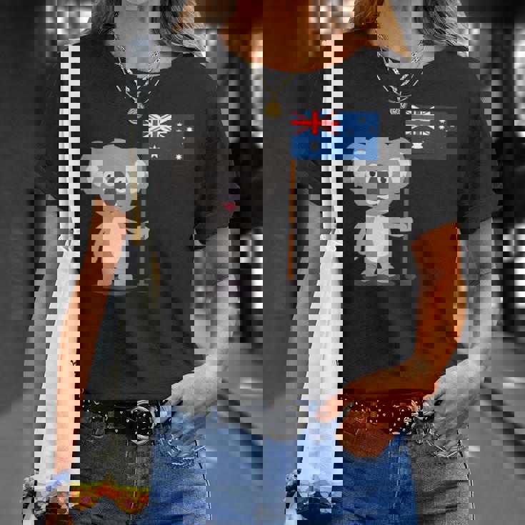 オーストラリアのコアラ オーストラリア国旗 Tシャツ 彼女への贈り物