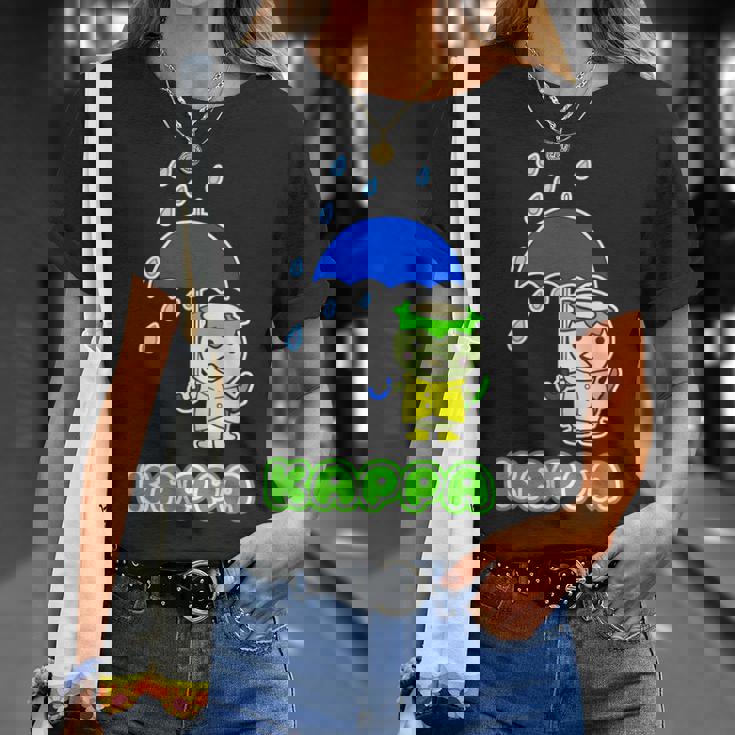 カッパくん『かっぱのカッパ』河童（六月・梅雨・傘）【どうぶつフレンズ】きゅうり 妖怪 かわいい キャラクター Tシャツ 彼女への贈り物