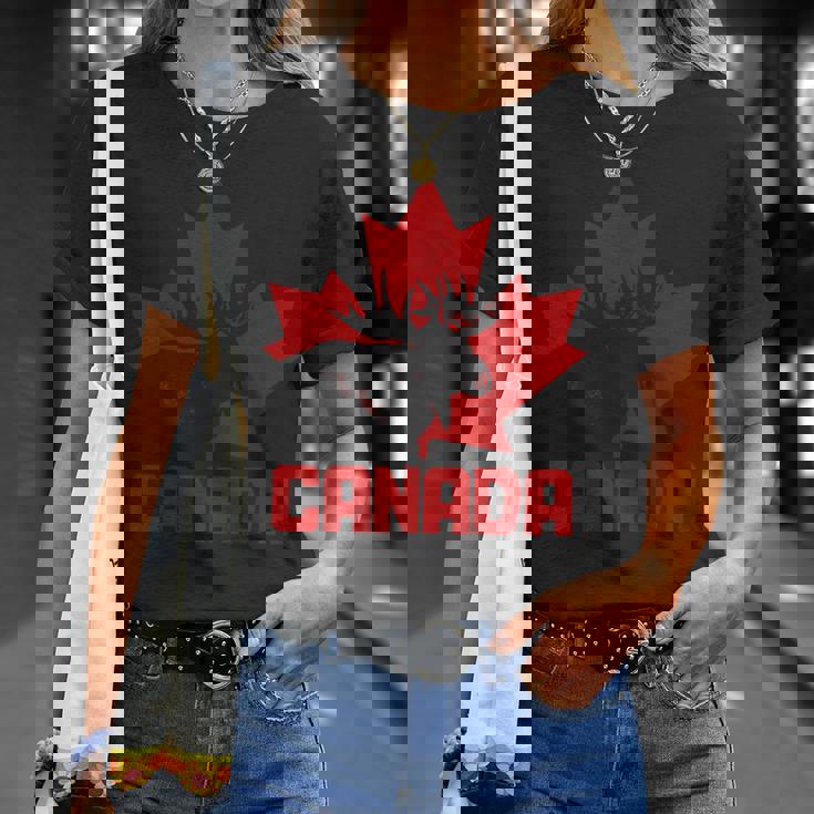 カナダヘラジカ メープルリーフ プライド ヴィンテージ カナダ国旗 Tシャツ 彼女への贈り物