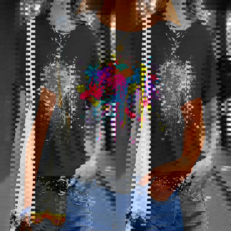 カラフルなペイントスプラッシュカラー。 Tシャツ 彼女への贈り物