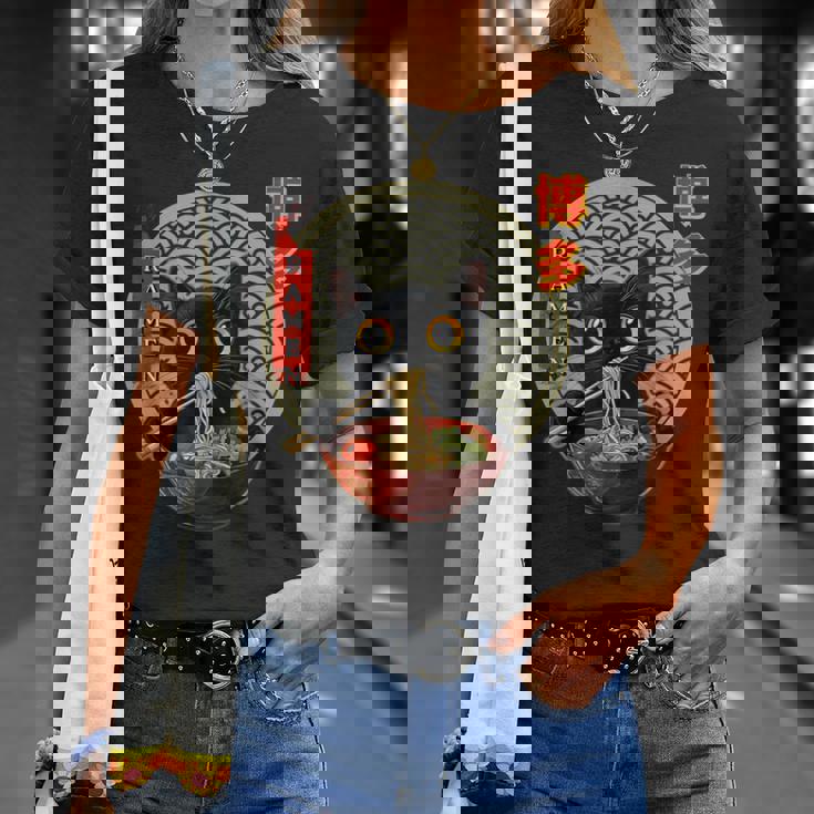 カワイイ猫とラーメン 博多 日本アニメヌードル文化 Tシャツ 彼女への贈り物