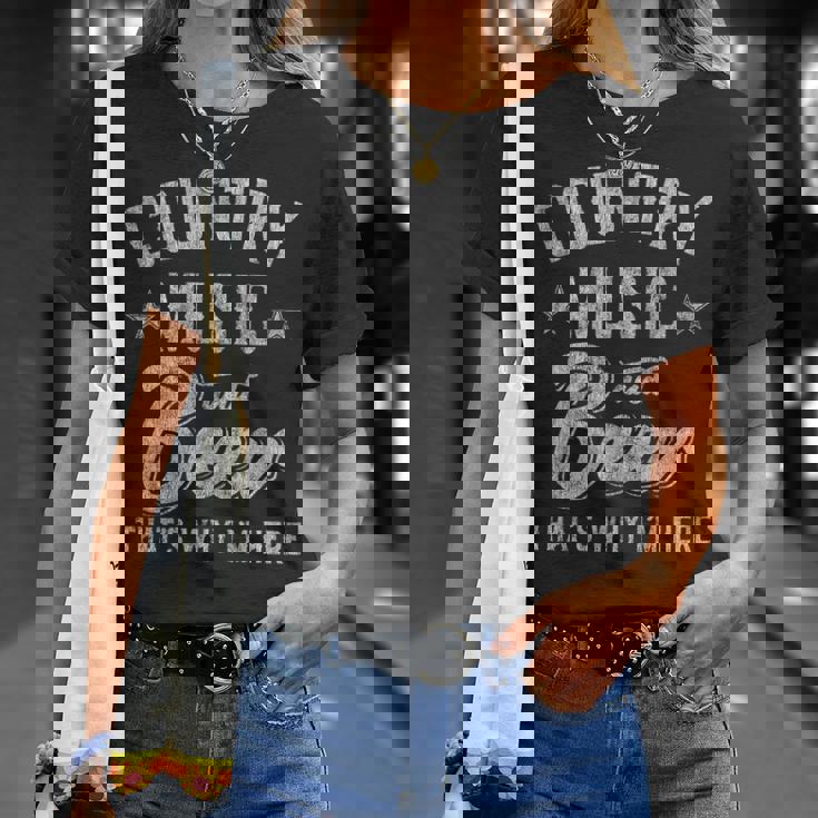 カントリーミュージックとビール That's Why I'm Here Tシャツ 彼女への贈り物