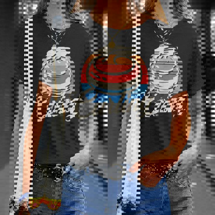 カーリング レトロ ヴィンテージ カーリングストーン Tシャツ 彼女への贈り物