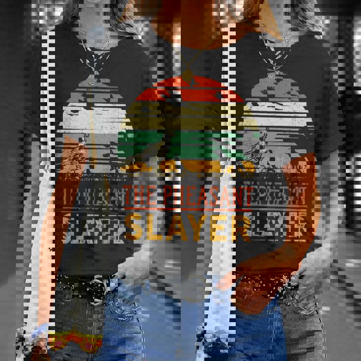 キジの鳥狩り 面白いスレイヤーハンターレトロヴィンテージ Tシャツ 彼女への贈り物