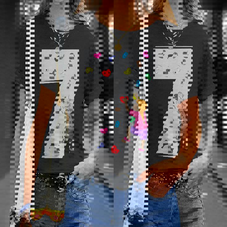 キッズ 7歳の誕生日パーティーケーキクライマークライムボルダリング Tシャツ 彼女への贈り物