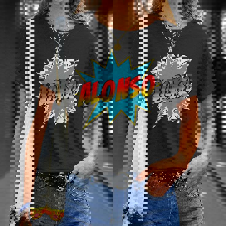 キッズ 男の子 アロンソ 名前 コミック 本 スーパーヒーロー Tシャツ 彼女への贈り物