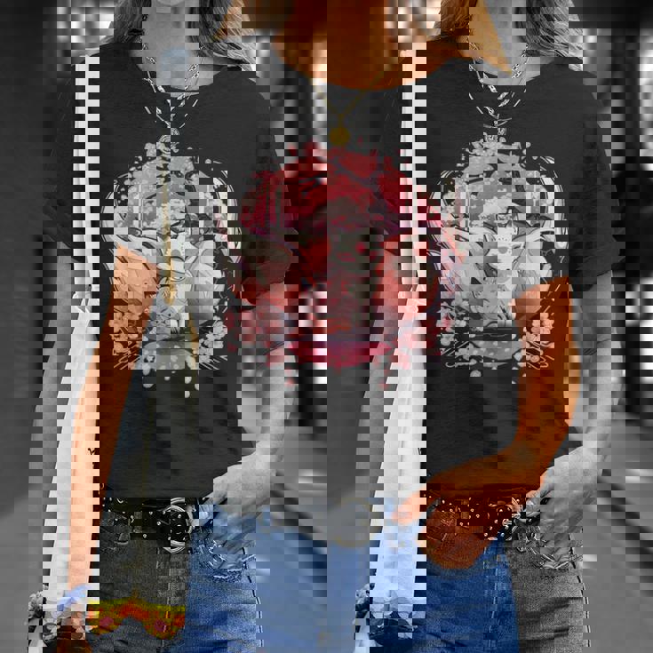 キツネ キツネ 九尾キツネ 桜花 Tシャツ 彼女への贈り物