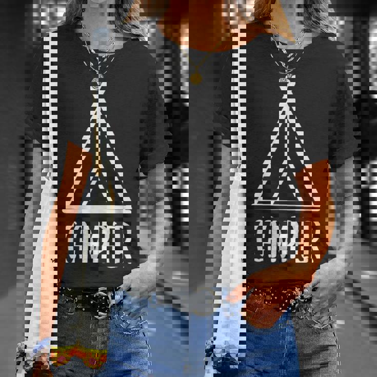 キャンパー キャンプ好き 山好き ハイキング好き 登山好き 海好き アウトドア好き キャンプ Tシャツ 彼女への贈り物