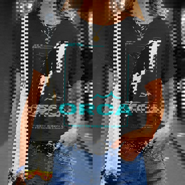 クジラと海を守るシャチ レトロなシャチのデザイン Tシャツ 彼女への贈り物