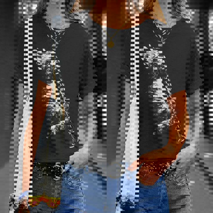 クラリネットを弾く猫 面白い猫ミュージシャン クラリネット教師 Tシャツ 彼女への贈り物