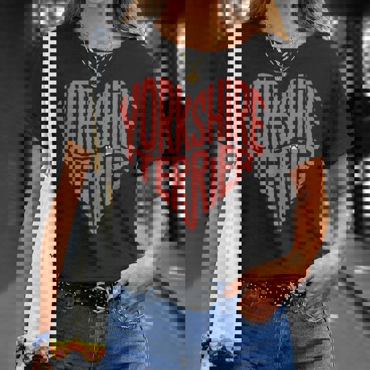 クリエイティブ・ヨークシャー・テリア ラブ・ヨークシャー・テリア・ハート Tシャツ 彼女への贈り物