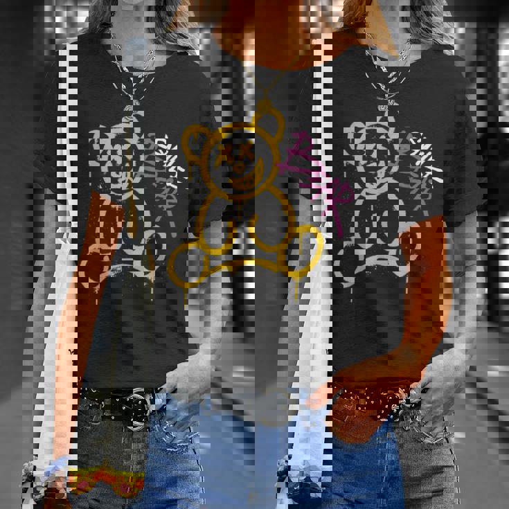 グラフィティベア グラフィティ テディベア 笑うクマ スマイルベア Tシャツ 彼女への贈り物